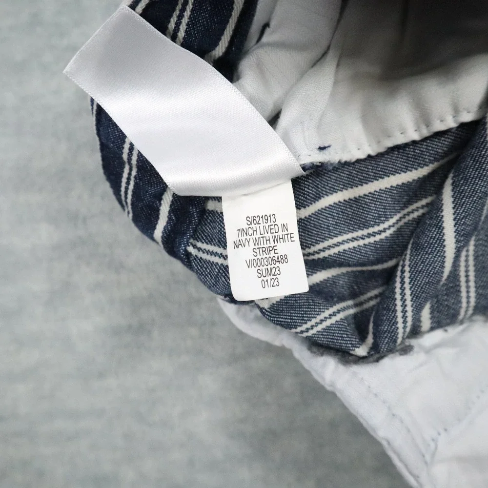 Banana Republic Lived In Chino Shorts Mens 36 Navy White Stripe 7 Inch Cotton‎
